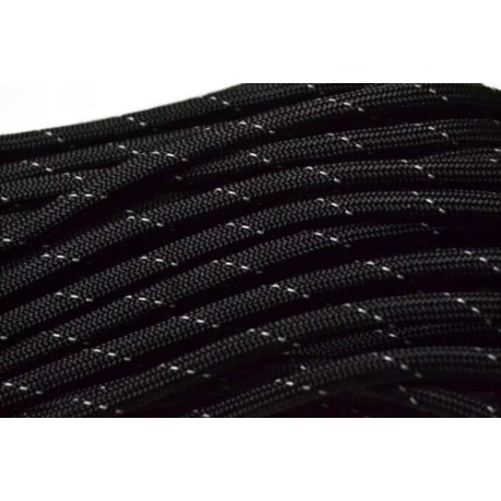 RG1059H ROLLO PARACHUTE CORD PARACORD NEGRO REFLEJANTE