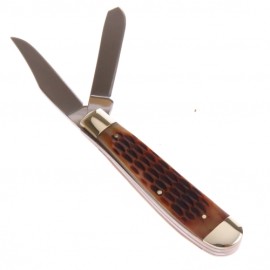 Bo110793 Boker Navaja Medium Trapper Hueso Cafe Resacado